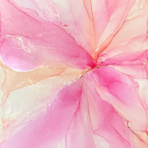 優しいピンク アルコールインクアート 原画 A4 世界にひとつだけの