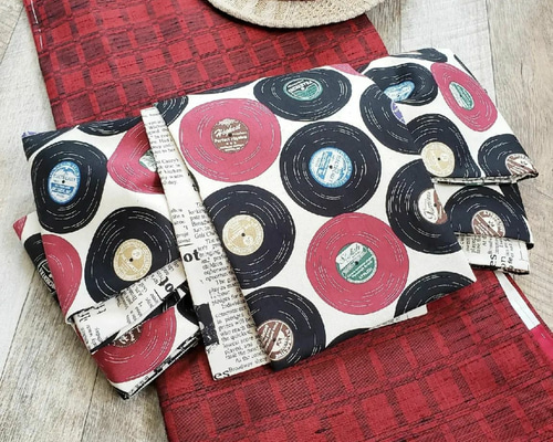 半幅帯】アナログレコードにモノクロストライプ/白 黒 着物 和装