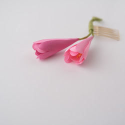 手染め布花の”ヘアコーム”　ピンク×ピンク　左向き 7枚目の画像