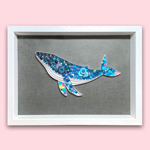 クジラ W-01】クイリングアート インテリアアート 壁掛け ギフト