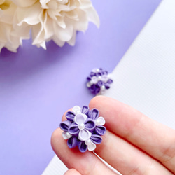 小さな紫陽花のピアスorイヤリング＊大人purple＊つまみ細工 7枚目の画像