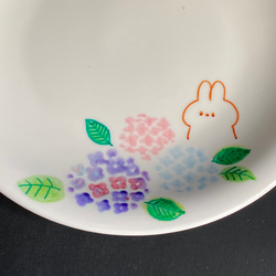 小皿【紫陽花とうさぎ】 2枚目の画像