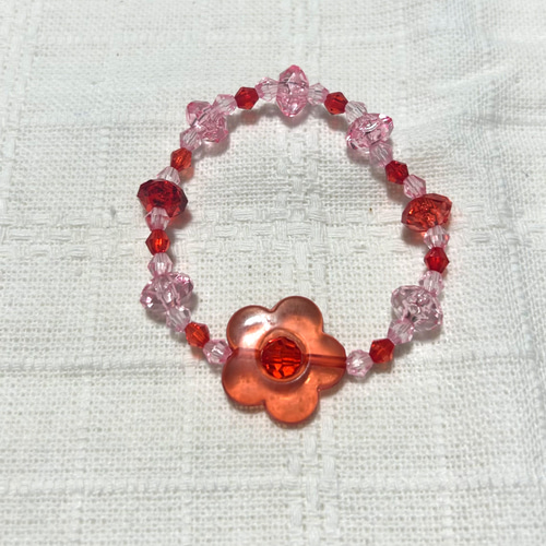 子ども向け＊ビーズブレスレット・3本セット(赤系) ブレスレット 青星