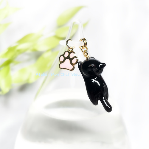 黒猫　アンブレラマーカー　レジン ねこのアンブレラマーカー 黒 傘・日傘 AtelierMonChatBleu 通販