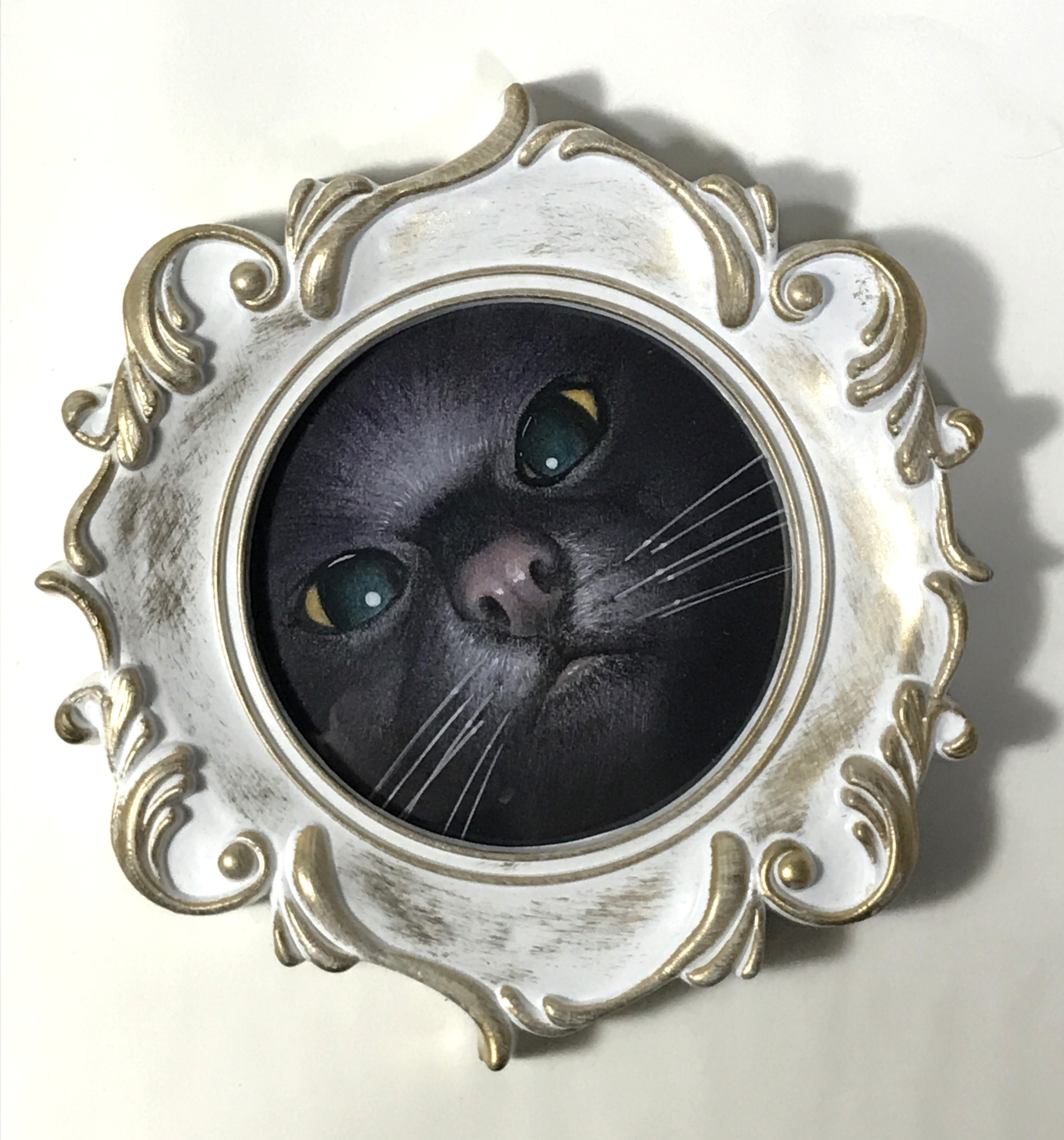 丸フレーム付き猫イラスト原画2 イラスト シミズ ユタカ 通販