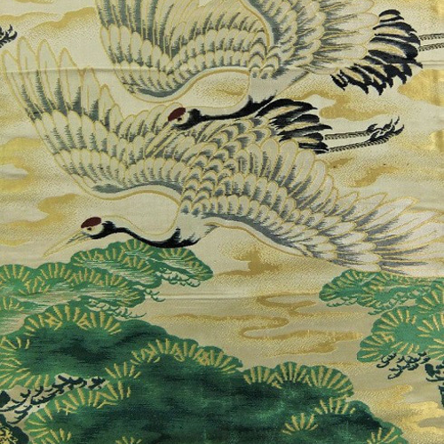 16)1615】179.5cm/昭和初期の丸帯/飛鶴文タペストリー