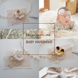 オーダーメイド♡パール付きダブルフラワー♡ベビー ヘアクリップ 赤ちゃん 髪留め オーダーメイド♡パール付きダブルフラワー♡ ベビーヘアクリップ