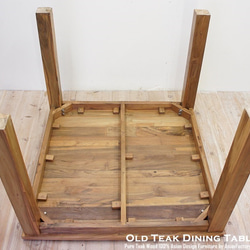 オールドチーク無垢材 ダイニングテーブル スクエア 100cm×100cm ナチュラルブラウン 正方形 アジアン家具 7枚目の画像