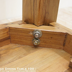 オールドチーク無垢材 ダイニングテーブル スクエア 100cm×100cm ナチュラルブラウン 正方形 アジアン家具 8枚目の画像