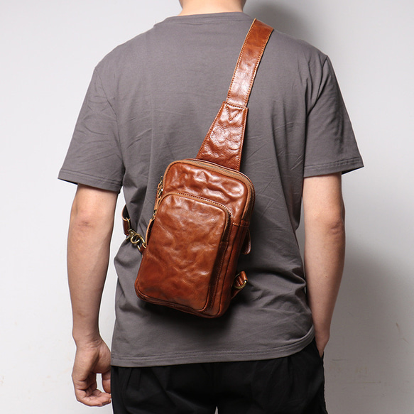本革 チェストバッグ レザー ショルダーバッグ メンズ オートバイバッグ 牛革ボディバッグ彼氏友達父の日誕生日プレゼント 本革 メンズ ショルダーバッグ バッグ 旅行バッグ