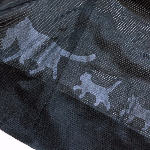 "親子でお散歩猫" 羽織 着物袖 シアー カーディガン 和装 衣装 ペイント 母猫 子猫 フリーサイズ 11枚目の画像