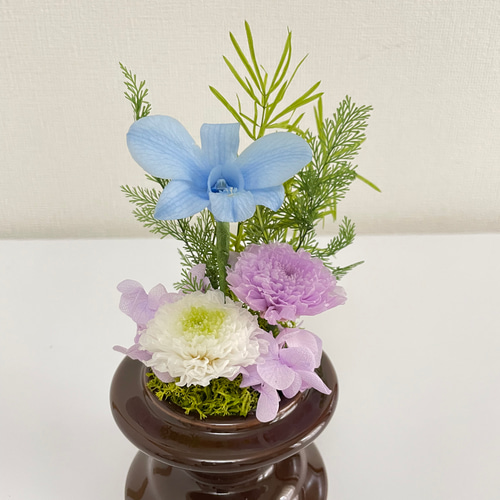 プリザーブドフラワー仏花 ガラスドーム入り コンパクトサイズ