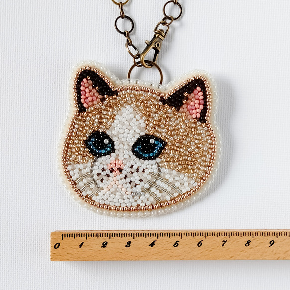 ビーズ刺繍◆猫のバッグチャーム＊ペルシャ猫 11枚目の画像