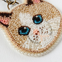 ビーズ刺繍◆猫のバッグチャーム＊ペルシャ猫 5枚目の画像