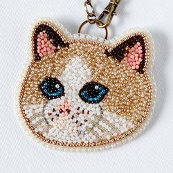 ビーズ刺繍◆猫のバッグチャーム＊ペルシャ猫 3枚目の画像