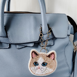 ビーズ刺繍◆猫のバッグチャーム＊ペルシャ猫 9枚目の画像