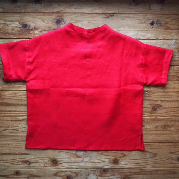 紅色亞麻T恤衫 第10張的照片