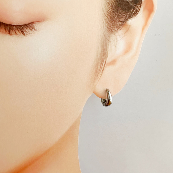 ゴールドもあり　サージカルステンレス316L ワンタッチドロップフープピアス　金属アレルギー対応　つけっぱなし 3枚目の画像