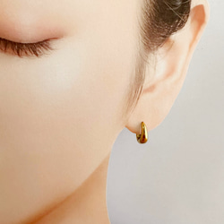 ゴールドもあり　サージカルステンレス316L ワンタッチドロップフープピアス　金属アレルギー対応　つけっぱなし 4枚目の画像