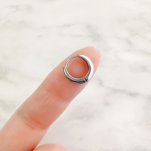ゴールドもあり　サージカルステンレス316L ワンタッチドロップフープピアス　金属アレルギー対応　つけっぱなし 7枚目の画像