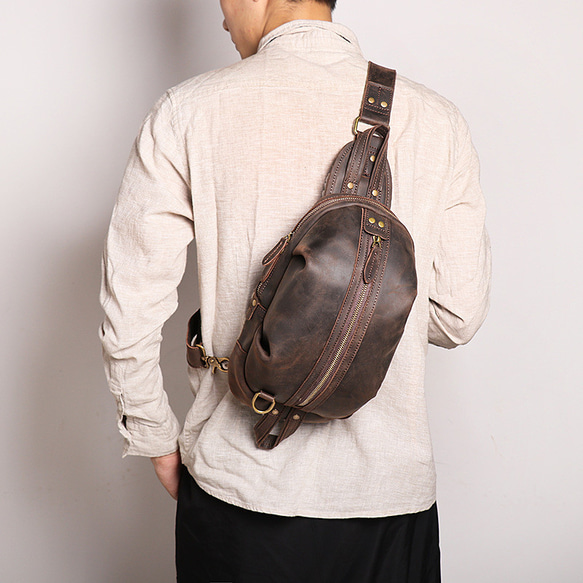 本革 チェストバッグ レザー ショルダーバッグ メンズ オートバイバッグ 牛革ボディバッグ彼氏友達父の日誕生日プレゼント                                     お求め前にお読みいただくと安心できるごあんないです DGJ1360847586(10400円)