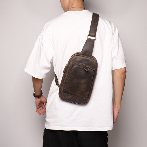 本革 チェストバッグ レザー ショルダーバッグ メンズ オートバイバッグ 牛革ボディバッグ彼氏友達父の日誕生日プレゼント 本革 メンズ ショルダーバッグ バッグ 旅行バッグ