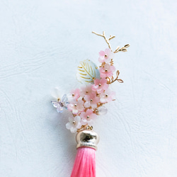桜/紫陽花のヘアクリップ タッセル色が選べる 　ヘアアクセサリー　髪飾り 6枚目の画像