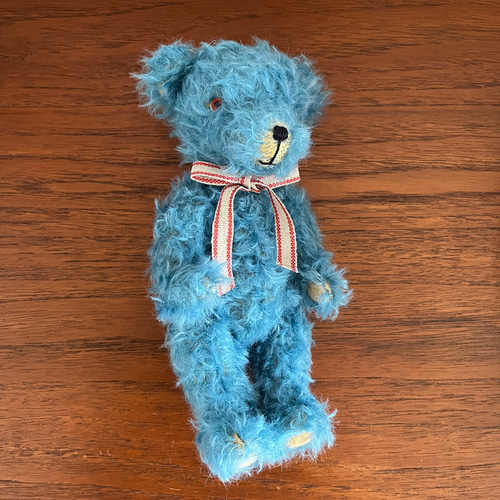 青のテディベア ぬいぐるみ ya_no 通販 16132496｜Creema(クリーマ)