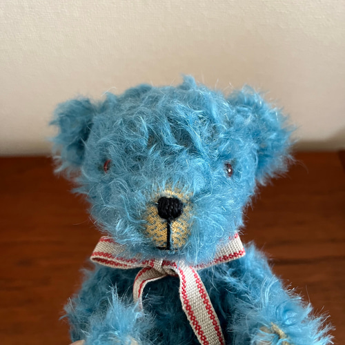 青のテディベア ぬいぐるみ ya_no 通販 16132496｜Creema(クリーマ)