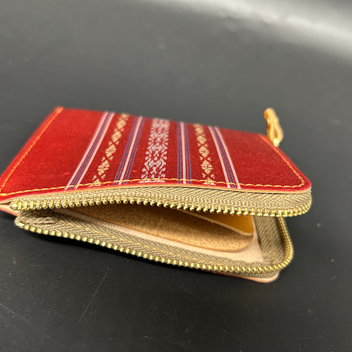 本場筑前博多織献上ミニ財布5 本革 イタリアンレザー使用 小銭入れ