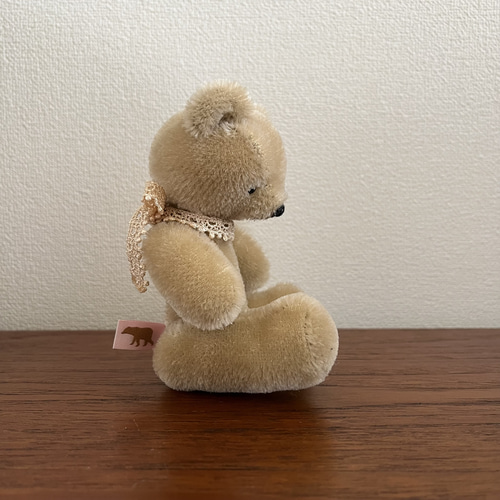 ショートモヘアの小さなくま(ベージュ) ぬいぐるみ ya_no 通販