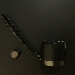 折りたたみ傘 専用 レザー 持ち手 筒 ストラップ付 ハンドル 石突き  カスタム パーツ フェイクレザー 2枚目の画像