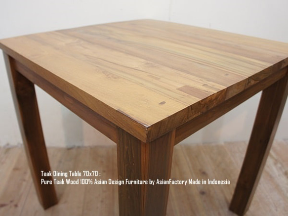 オールドチーク無垢材 ダイニングテーブル スクエア 70cm×70cm NA ナチュラルブラウン 正方形 ウッド 木製 4枚目の画像