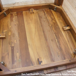 オールドチーク無垢材 ダイニングテーブル スクエア 70cm×70cm NA ナチュラルブラウン 正方形 ウッド 木製 6枚目の画像