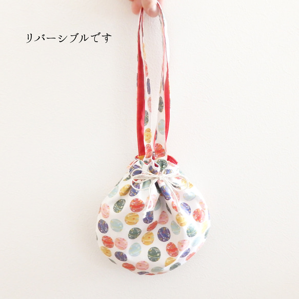 水風船の2way巾着バッグ　赤 7枚目の画像