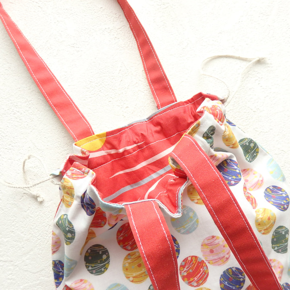 水風船の2way巾着バッグ　赤 6枚目の画像