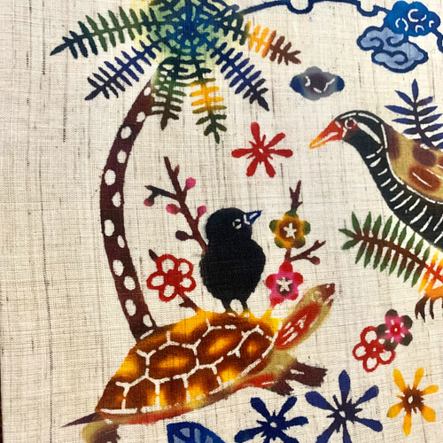 送料無料】手染め紅型/ヤンバルクイナさんこんにちは！/&リュウキュウ