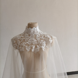 免運費！優雅上衣披肩波萊羅婚紗盛開透明花朵蕾絲 第2張的照片