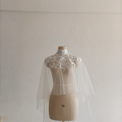 免運費！優雅上衣披肩波萊羅婚紗盛開透明花朵蕾絲 第8張的照片