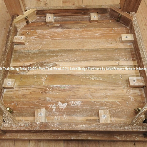 オールドチーク無垢材 ダイニングテーブル スクエア 70cm×70cm WW