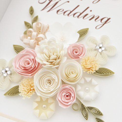 ペーパークイリングのお花で彩る結婚祝いのミニフレーム その他 