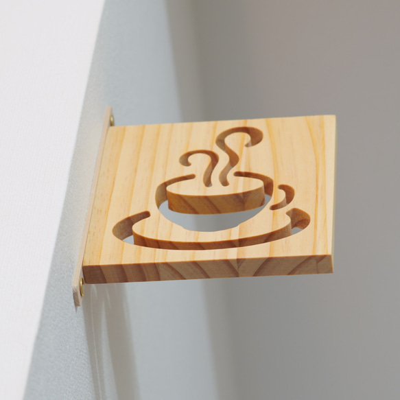 (送料無料)コーヒーカップ型の休憩室サイン　～Wooden rest room sign～ 4枚目の画像