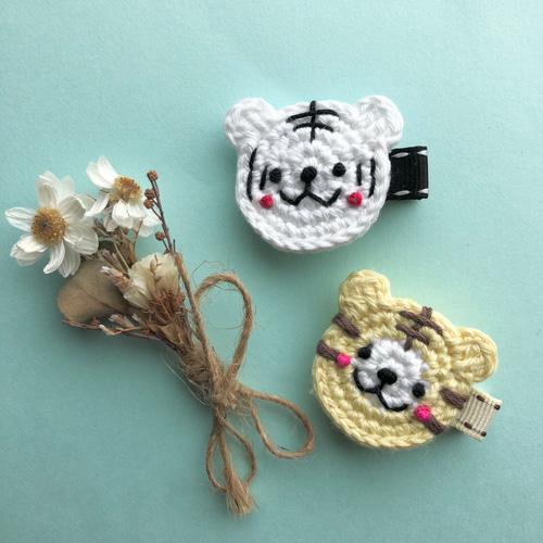 ニンジンうさぎ♡ハートとらねこ♡ベビーヘアクリップヘアゴム
