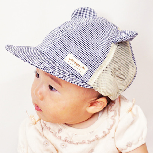調節メッシュクマ耳アウトドアCAP♪【日本製】ベビー帽子/キッズ帽子  