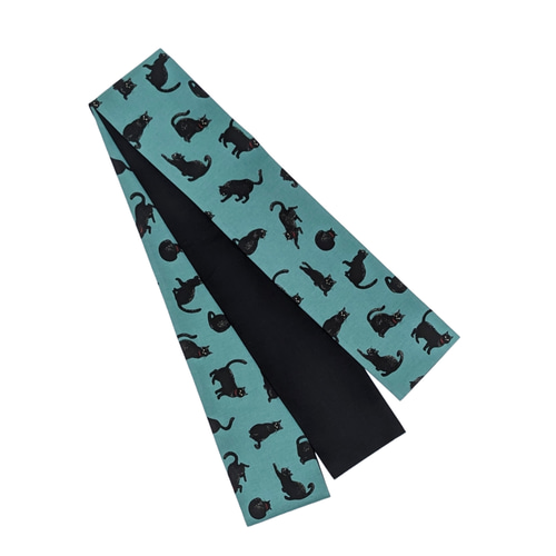 リバーシブル半幅帯【黒猫】猫の日2024 和装小物（帯・半襟） 寿々女