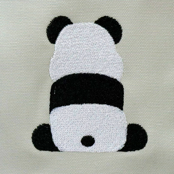 【送料無料】パンダの背中刺繍キャンバスコットントートバッグ/エコバッグ＜ライトグレー＞ 3枚目の画像