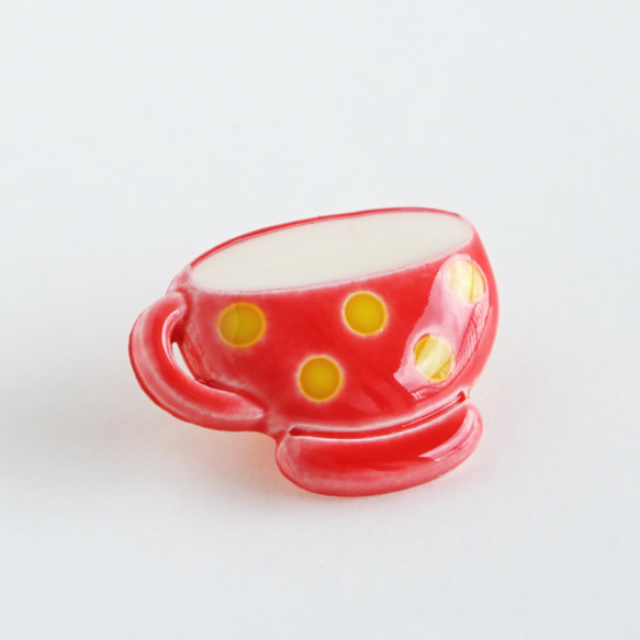 (2個) 15mm フランス製 ティーカップのボタン　赤 2枚目の画像