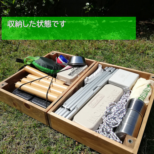 SET販売品 木製 キャンプ テーブル トランクケース ＆木製ロールトップ