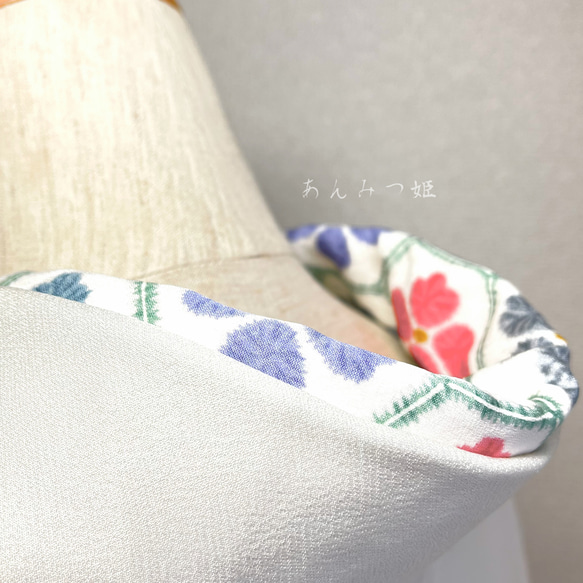 正絹の半衿  カラフル花菱【ラスト】 4枚目の画像