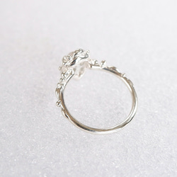 ～輝く結晶～　ハーキマーダイヤモンド（クォーツ）の粒飾りリング　9.5号　天然石アクセサリー　一点物　指輪 5枚目の画像